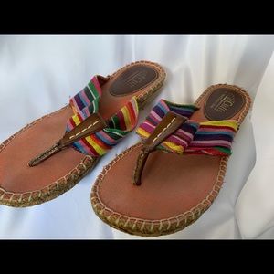 Rainbow Thong Wedge Sandal  6.5 by white mountain